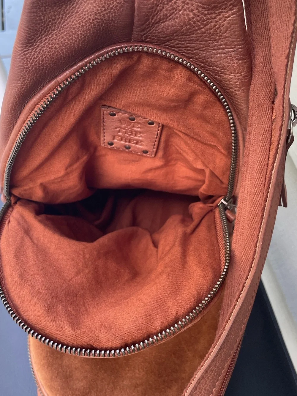 Free People  Soho Convertible Cognac Leather Sling Backpack